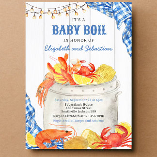 Invitation Fête bébé : ébullition de fruits de mer écrevisses