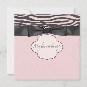 Invitation Fête bébé fille Zèbre Rose Diva