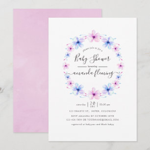 Invitation Fête bébé fleurs pastel rose et bleu