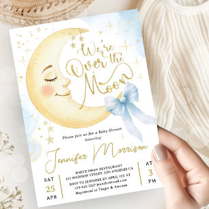Invitation Fête Bébé Garçon Arc-en-Ciel Lune Bébé Fait Une Fê