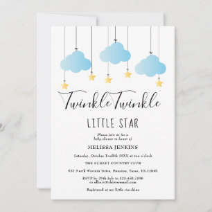 Invitation Fête Bébé Garçon Bleu Twinkle Twinkle Little Star