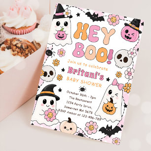 Invitation Fête bébé Hey Boo rose