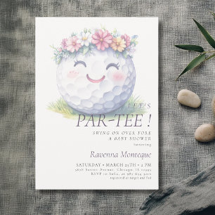Invitation Fête bébé minimale florale Let's Par-Tee Baby Show