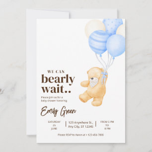 Invitation Fête bébé ours en peluche, nous pouvons à peine at