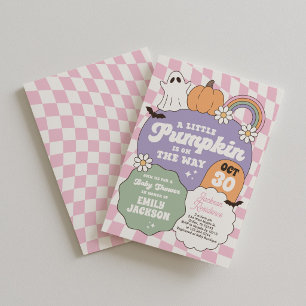 Invitation Fête bébé Petite Citrouille Rétro Rose
