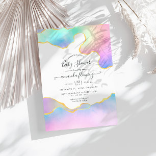 Invitation Fête bébé Pierre d'agate Arc-en-ciel
