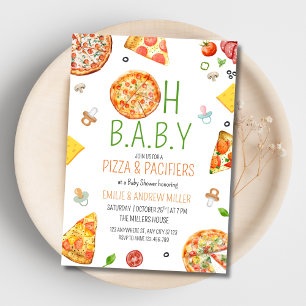 Invitation Fête bébé Pizza & Tétines, Fête bébé Pizza