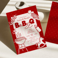 Fête Bébé-Q à pois roses et rouges pour couples Ba