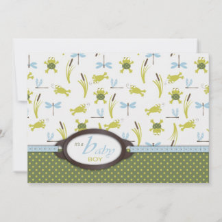 Invitation Fête bébé Ribbit Grenouille et Libellule
