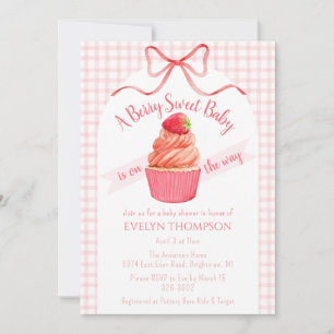 Invitation Fête bébé rose framboise sucrée 008