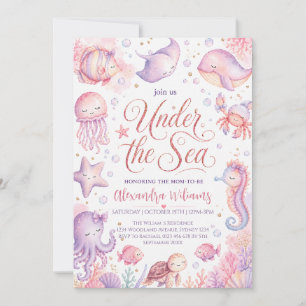 Invitation Fête bébé sous l'océan animaux de la mer Shower po