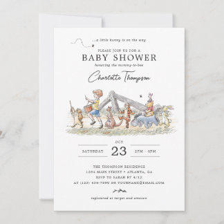 Invitation Fête bébé sur le thème de Winnie l'ourson & ses am