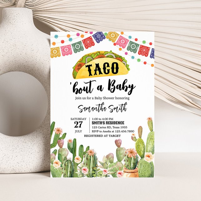Invitation Fête Bébé Taco: Baby Shower (Fiesta Cactus Baby Shower Invitation)
