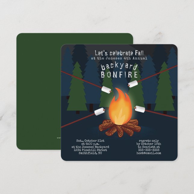 Invitation Fête Bonfire (Devant / Derrière)