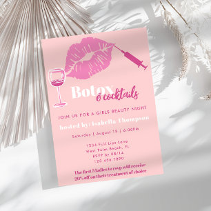 Invitation Fête Botox De Soirée Des Filles Blanches Et Roses 