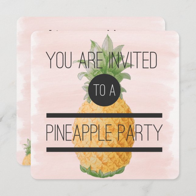 Invitation Fête branchée et amusante de l'ananas (Devant / Derrière)