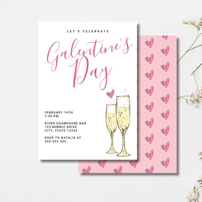Invitation Fête Champagne Galentines (Créateur téléchargé)
