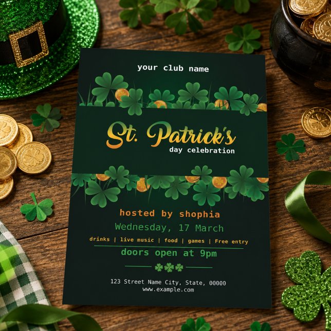 Invitation Fête chanceuse de la Saint-Patrick (Lucky St. Patrick's Day Party Invitation)