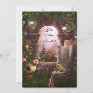 Invitation Fête Clair de Lune Violon Chien Gramoph