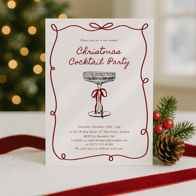 Invitation Fête Cocktail de Noël à la main de Whimsical (Créateur téléchargé)