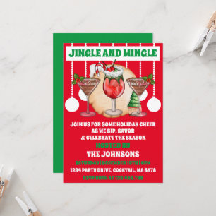 Invitation Fête Cocktail de Noël Jingle & Mingle Editable