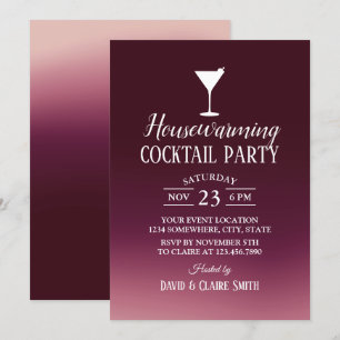 Invitation Fête Cocktail House Modern Burgundy Ombre