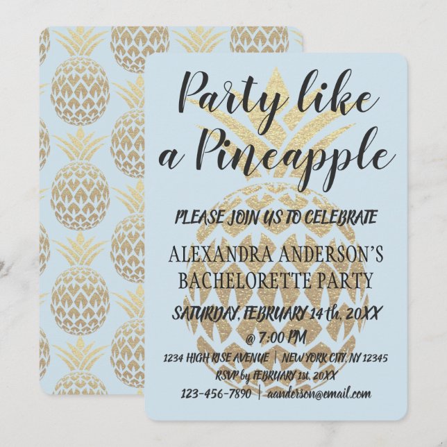 Invitation Fête comme un ananas Bachelorette (Devant / Derrière)