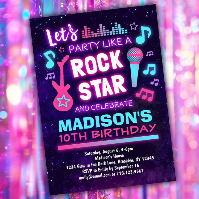 Invitation Fête comme un rock Star Musique Anniversaire (Créateur téléchargé)