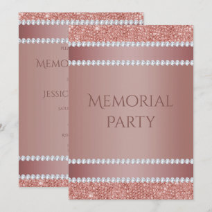 Invitation Fête commémorative Glitzy Rose Gold & Diamond Gem