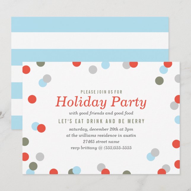 Invitation Fête Confetti (Devant / Derrière)