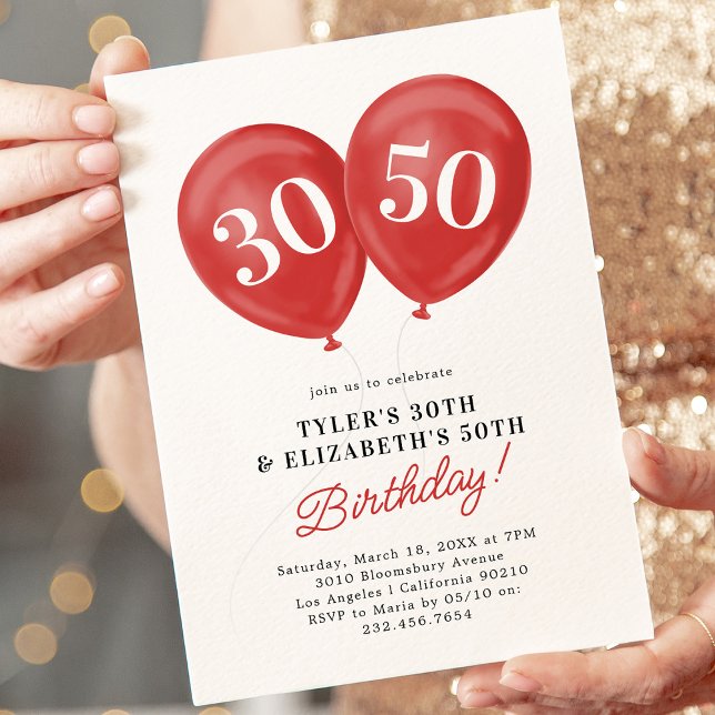 Invitation Fête conjointe d'anniversaire de la double célébra (Créateur téléchargé)