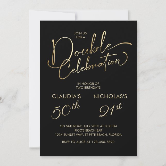Invitation Fête conjointe d'anniversaire pour adultes (Devant)