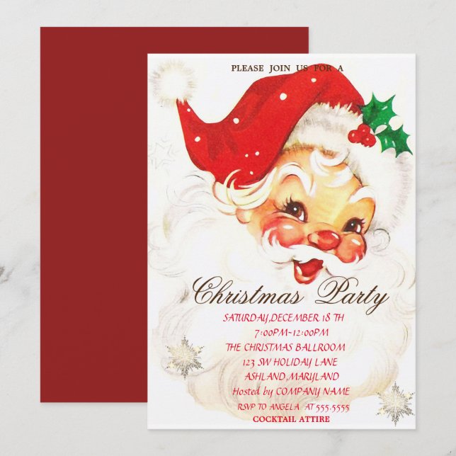 Invitation Fête corporative Noël du Père Noël (Devant / Derrière)