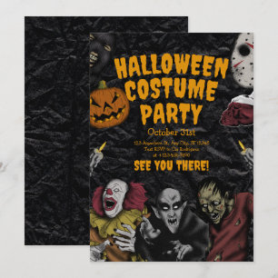Invitation Fête Costume Halloween vintage, Halloween modifiab