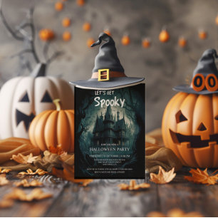 Invitation Fête Costumée Halloween Maison Hantée Gothique