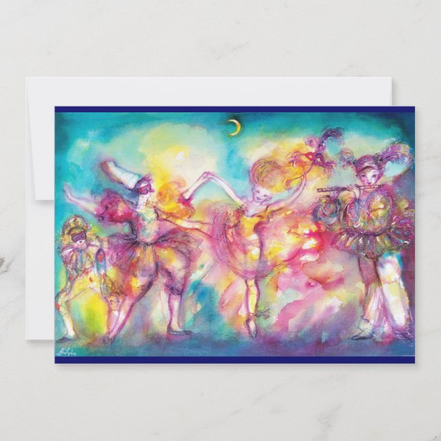 Invitation FÊTE COSTUMÉE,Masques de Mardi Gras,Danse,Musique (Devant)