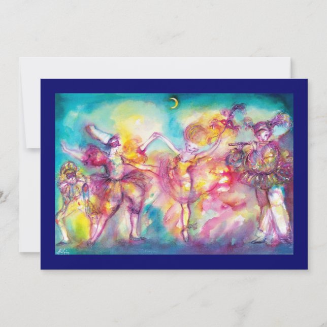 Invitation FÊTE COSTUMÉE,Masques de Mardi Gras,Danse,Musique (Devant)