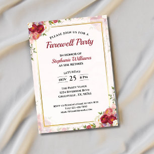 Invitation Fête d'adieu des femmes Élégant bouquet floral