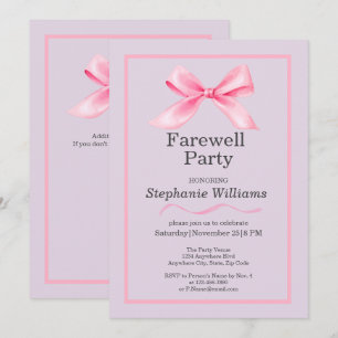 Invitation Fête d'adieu des femmes Moderne Elegant Rose Bow