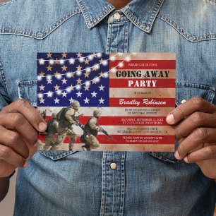 Invitation Fête d'adieu militaire rustique Soldat
