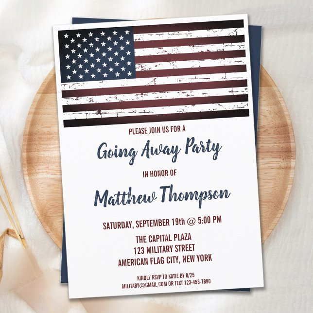 Invitation Fête d'adieu pour un soldat militaire Drapeau amér (Créateur téléchargé)
