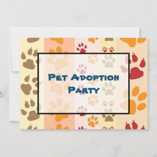 Invitation Fête d'adoption d'animaux Motif Empreinte de Patte