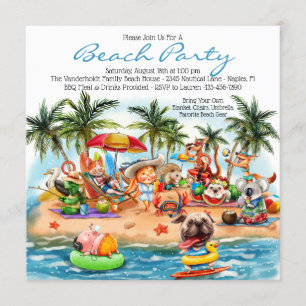 Invitation Fête d'animaux de plage