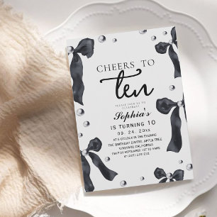 Invitation Fête d'anniversaire 10 ans avec un nœud papillon n