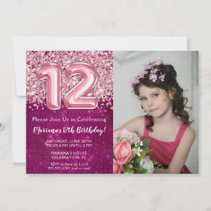 Invitation fête d'anniversaire 12 ans Photo Magent