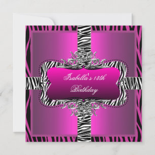 Invitation Fête d'anniversaire 13 ans Adolescent Sauvage Rose