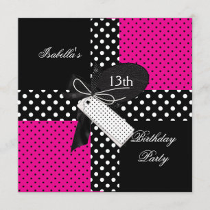 Invitation Fête d'anniversaire 13 ans adolescentes