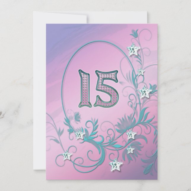 Invitation fête d'anniversaire 15 ans (Devant)