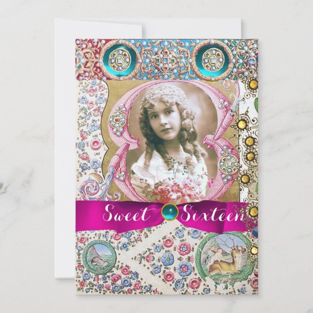 INVITATION FÊTE D'ANNIVERSAIRE 16 ANS PRINCESSE SUCRÉE, GEMME (Devant)