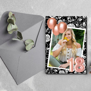 Invitation Fête d'anniversaire 18 ans photo moderne or rose